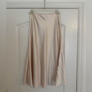 WORN ONCE! Ivory Satin Midi Skirt
